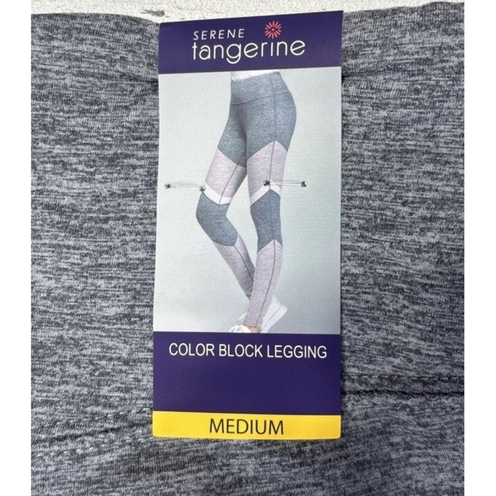 Tangerine Color Block Leggings Medium Gray Purple Heather Activewear Pants - Picture 4 of 6